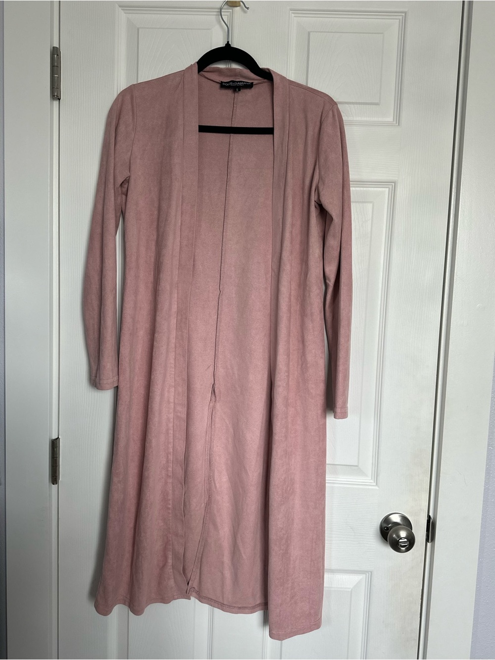 Dolce & Gabbana Long Open-Front Dusty Pink Longline Cardigan